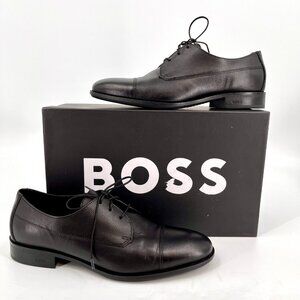 NWD BOSS Colby Derby Dress Shoes Size 9.5 Black Leather TPU Sole Lace-Up